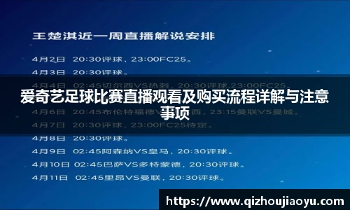 爱奇艺足球比赛直播观看及购买流程详解与注意事项